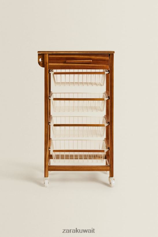 Zara أثاث تخزين خشبي ومعدني بعجلات للجنسين البيج الفاتح مُكَمِّلات 6L6LL81680