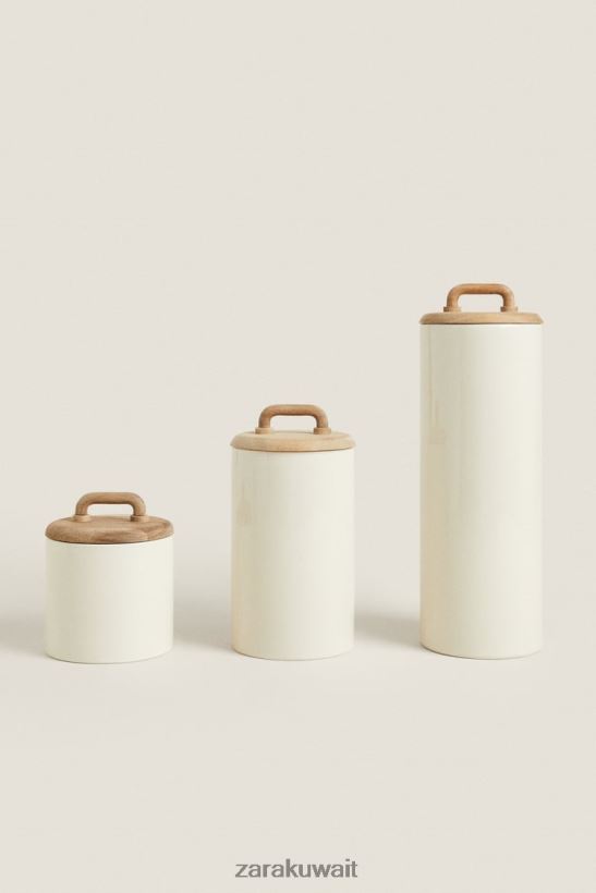 Zara وعاء من السيراميك والخشب للجنسين كريم مُكَمِّلات 6L6LL81689