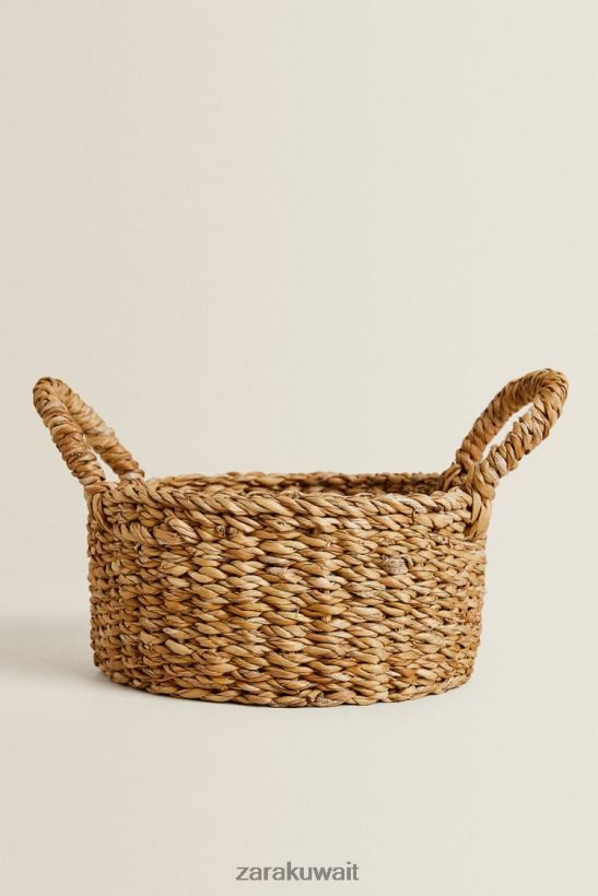 Zara سلة منسوجة بمقابض للجنسين البيج الفاتح مُكَمِّلات 6L6LL81698