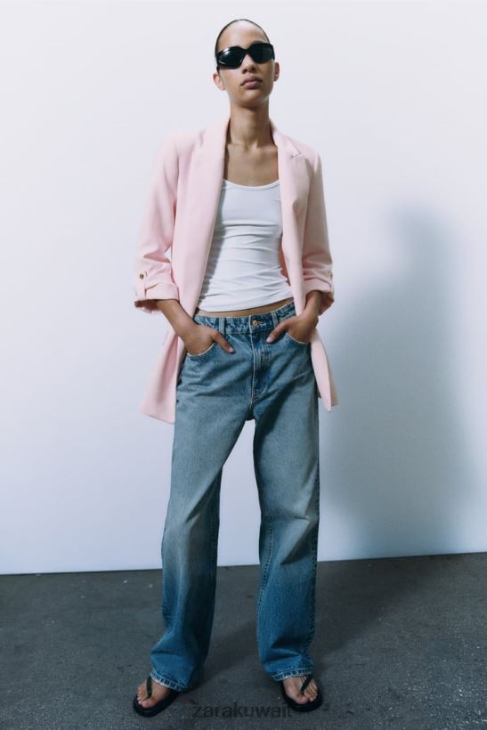 Zara سترة بأكمام مطوية نحيف لون القرنفل ملابس 6L6LL8170