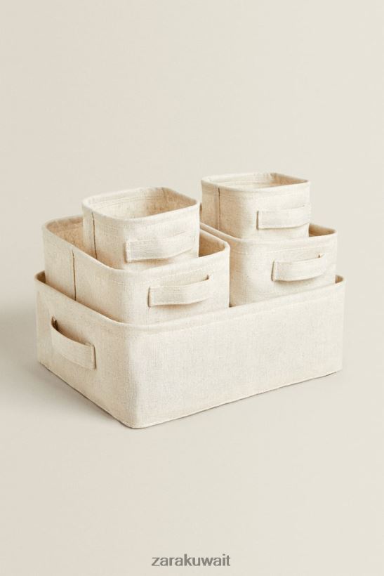 Zara صندوق منظم من القطن والكتان للجنسين البيج الفاتح مُكَمِّلات 6L6LL81712