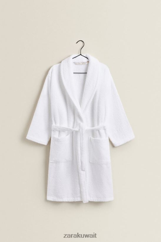 Zara رداء حمام قطني فاخر للجنسين أبيض مُكَمِّلات 6L6LL81736