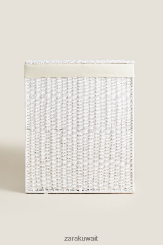 Zara سلة غسيل ذات جزأين للجنسين أبيض مُكَمِّلات 6L6LL81745