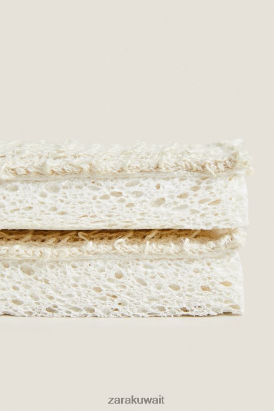 Zara إسفنجة تنظيف (عبوة من قطعتين) للجنسين البيج الفاتح مُكَمِّلات 6L6LL81788