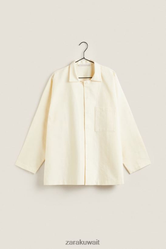 Zara قميص بلون نحيف فانيلا ملابس 6L6LL81802