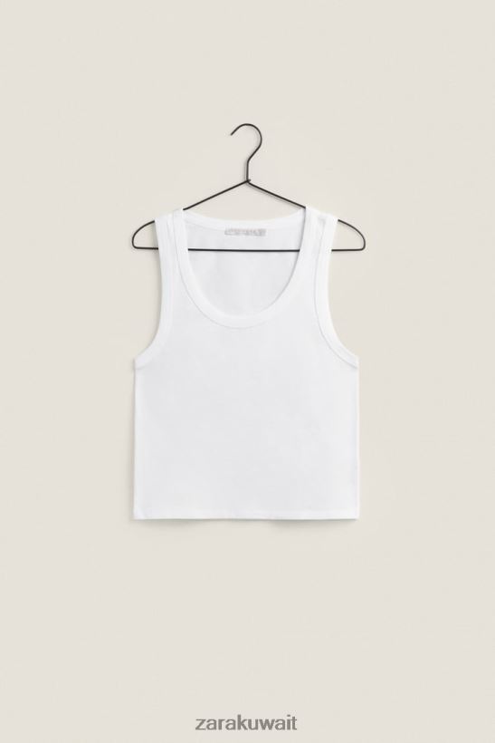 Zara اعلى الدبابة نحيف أبيض ملابس 6L6LL81813