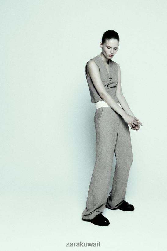 Zara سترة مزدوجة الصدر غير متماثلة إصدار محدود نحيف رمادي ملابس 6L6LL8185