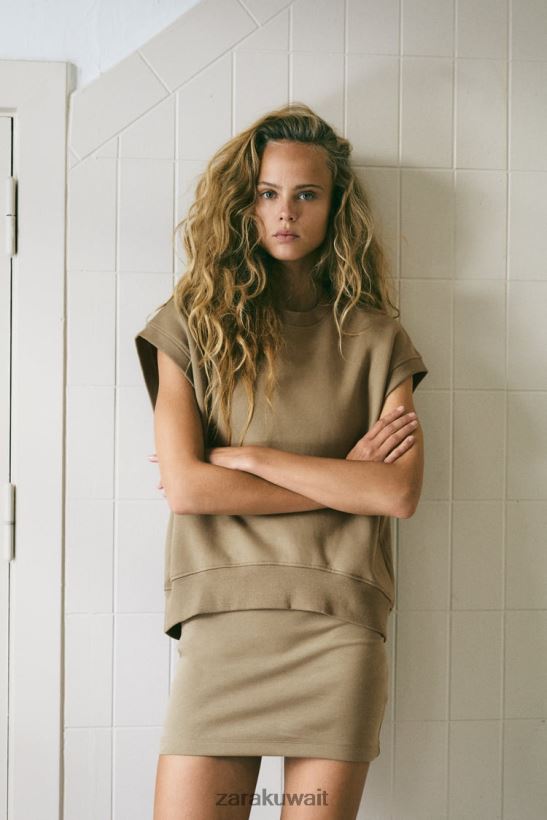 Zara سترة أفخم نحيف الكاكي ملابس 6L6LL8193