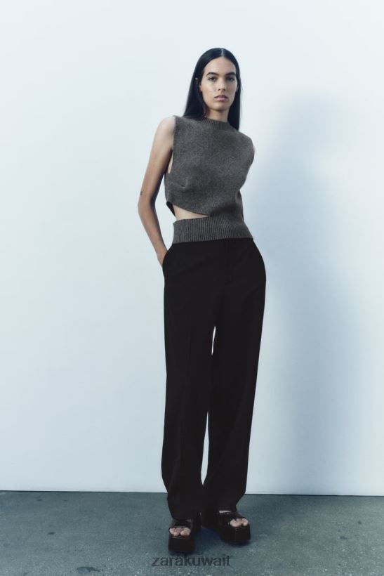 Zara سترة من مزيج الصوف المتماسك نحيف منتصف الرمادي ملابس 6L6LL8200