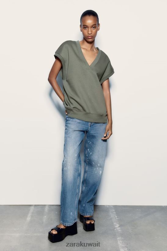 Zara سترة أفخم نحيف الكاكي ملابس 6L6LL8202