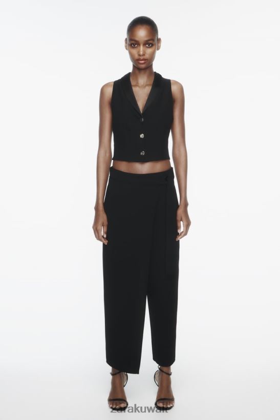 Zara سترة أعلى نحيف أسود ملابس 6L6LL8214