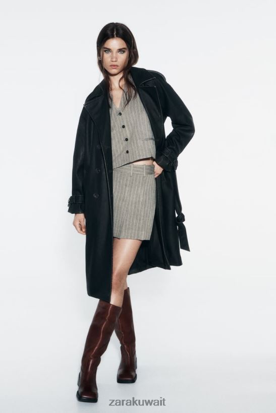 Zara سترة متعرجة نحيف مارل رمادي ملابس 6L6LL8218