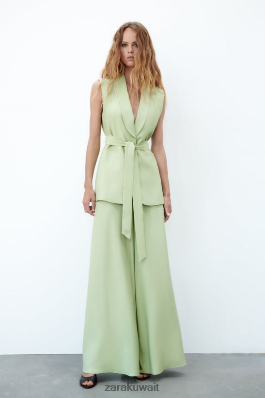 Zara سترة طوق سهرة نحيف الباستيل الأخضر ملابس 6L6LL8223
