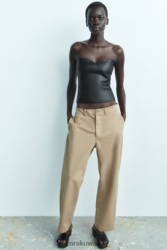 Zara متماسكة أعلى بوستير نحيف أسود ملابس 6L6LL8267