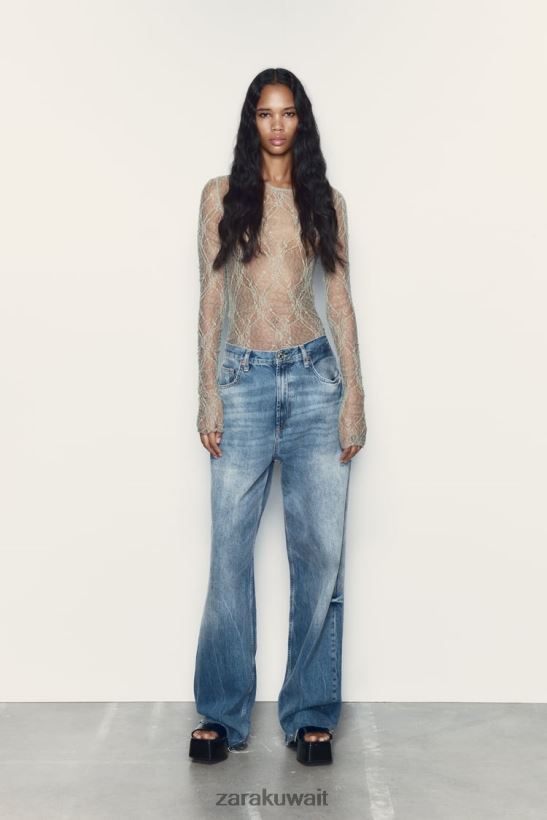 Zara ارتداءها الدانتيل نحيف كاكي فاتح ملابس 6L6LL8269