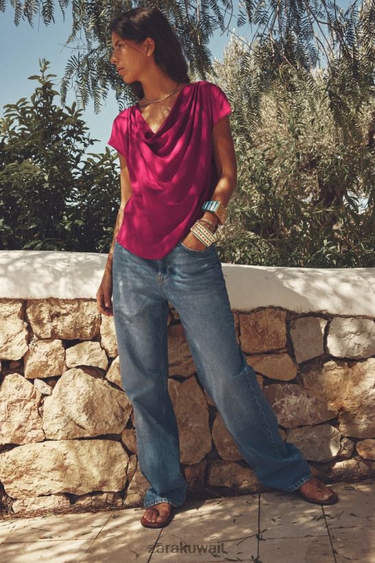 Zara رايات أعلى نحيف توت العُليق ملابس 6L6LL8403