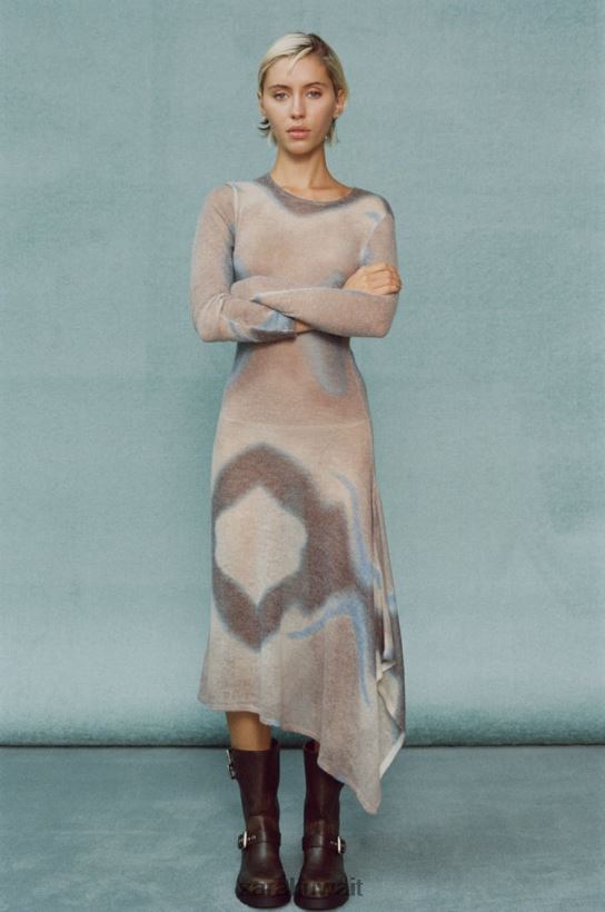 Zara فستان متماسكة وصبغ التعادل نحيف متعدد الألوان ملابس 6L6LL8477