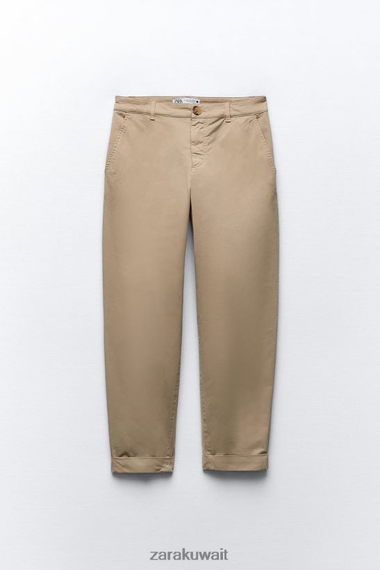 Zara بنطال تشينو نحيف منتصف الجمل ملابس 6L6LL8499