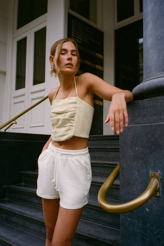 Zara السراويل القطيفة نحيف أبيض ملابس 6L6LL8547