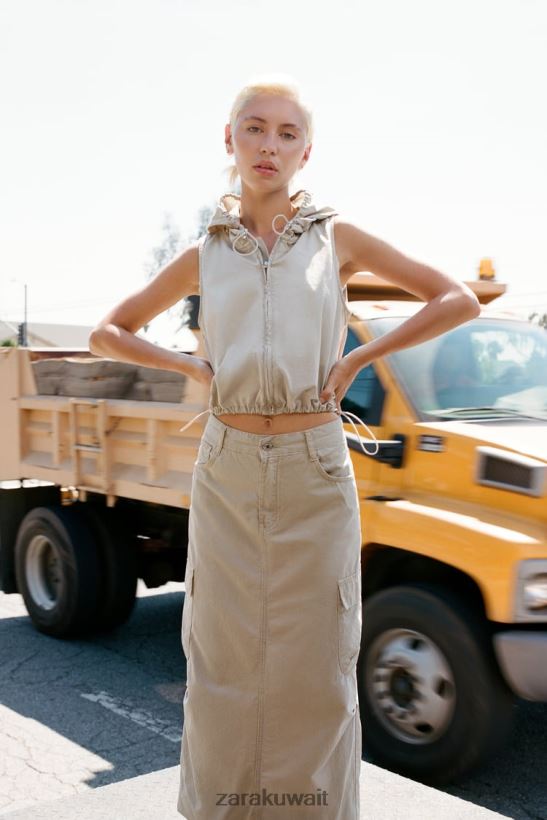 Zara تنورة البضائع ميدي نحيف الجمل الخفيف ملابس 6L6LL8665