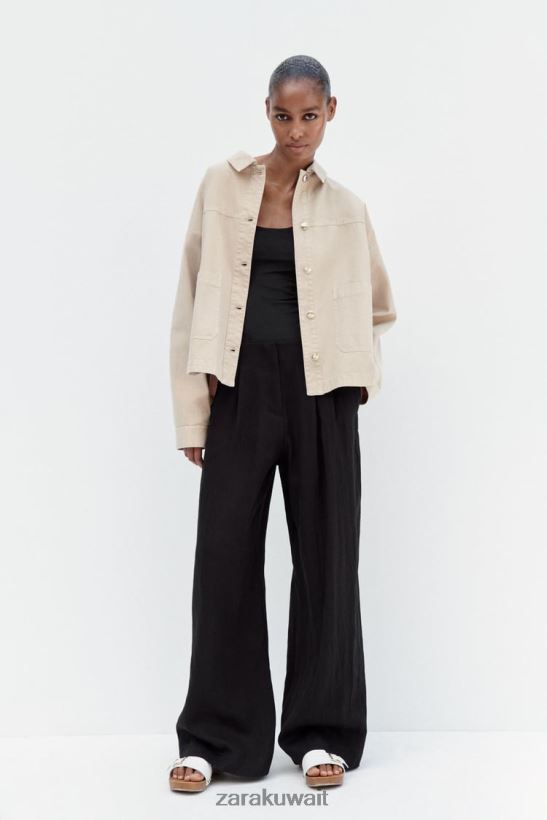Zara سترة جيب التصحيح نحيف رمل ملابس 6L6LL867