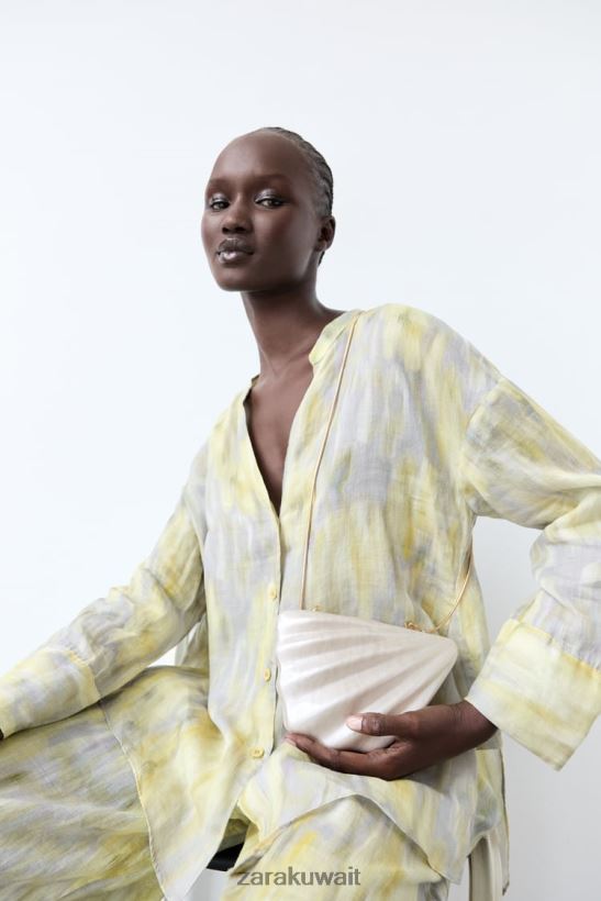 Zara حقيبة صندوقية من اللؤلؤ الصناعي نحيف أبيض مُكَمِّلات 6L6LL8755