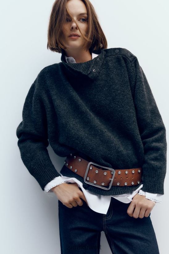 Zara حزام جلد جوهرة نحيف بني مُكَمِّلات 6L6LL8756