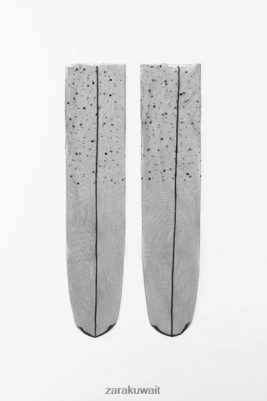 Zara جوارب من التول اللامع نحيف أسود مُكَمِّلات 6L6LL8762