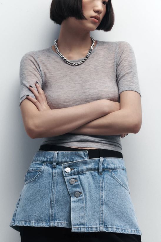 Zara حزام الدنيم نحيف أزرق مُكَمِّلات 6L6LL8768