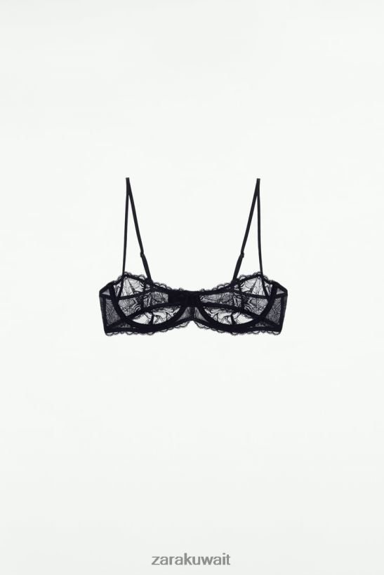Zara حمالة صدر من الدانتيل نحيف أسود ملابس 6L6LL8826
