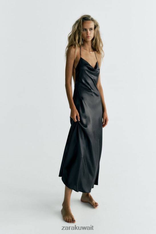 Zara فستان زلة احباط نحيف أسود ملابس 6L6LL8934