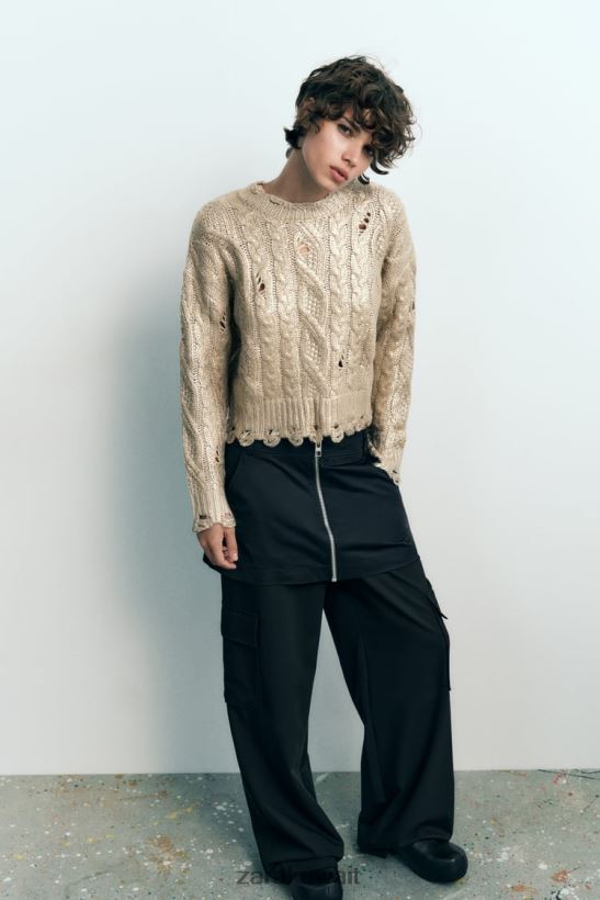 Zara سترة معدنية متماسكة نحيف المنك الخفيف ملابس 6L6LL8941