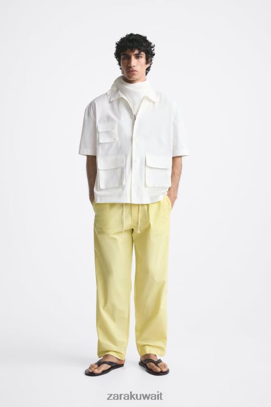 Zara السراويل الخصر عداء ببطء رجال ليمون اخضر ملابس 6L6LL8962