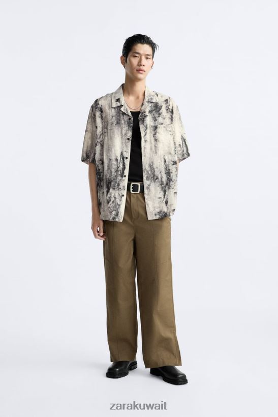 Zara قميص طباعة مجردة رجال مطبوعة ملابس 6L6LL8987
