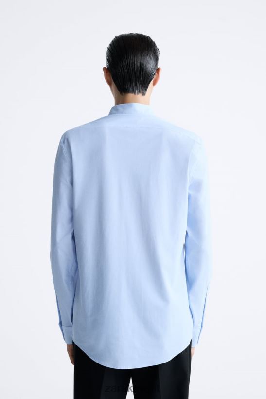 Zara قميص مطاطي رجال السماء الزرقاء ملابس 6L6LL8998