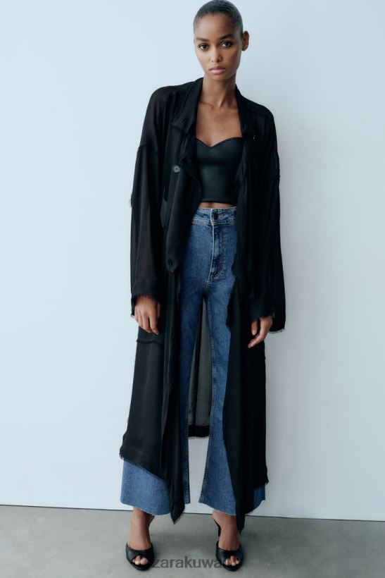 Zara جينز ZW Marine مستقيم بخصر عالٍ نحيف أزرق ملابس 6L6LL8512