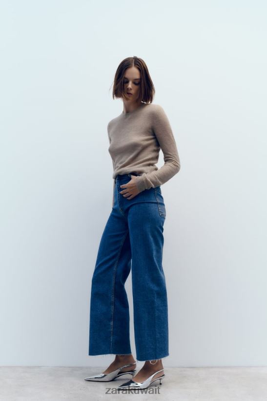 Zara كعب هريرة slingback نحيف فضة أحذية 6L6LL8738