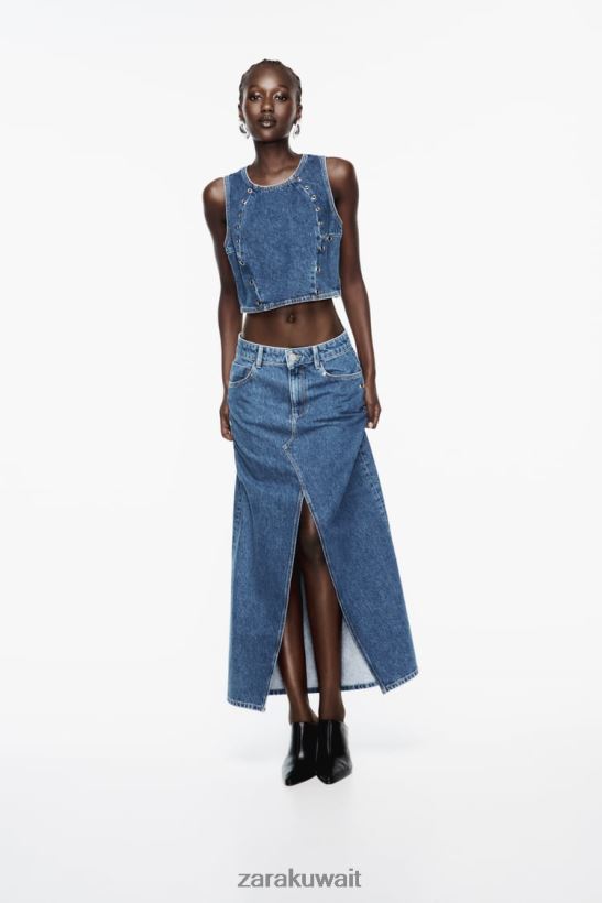 Zara تنورة الدنيم الدائرية z1975 نحيف منتصف الأزرق ملابس 6L6LL8668
