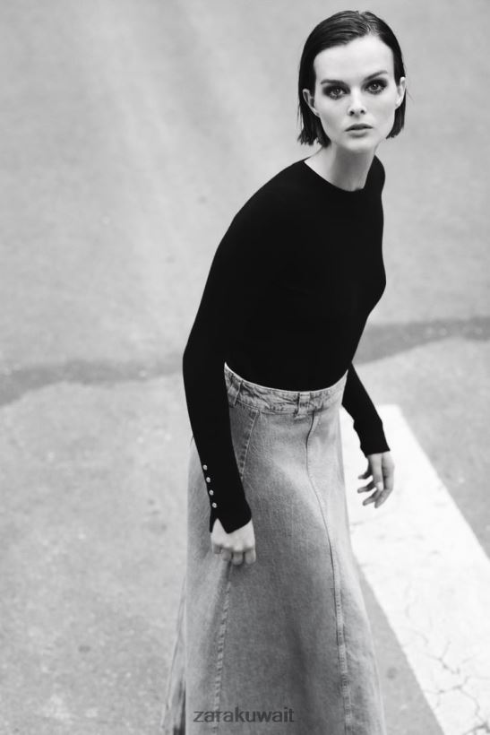 Zara تنورة جينز z1975 نحيف منتصف الأزرق ملابس 6L6LL8717