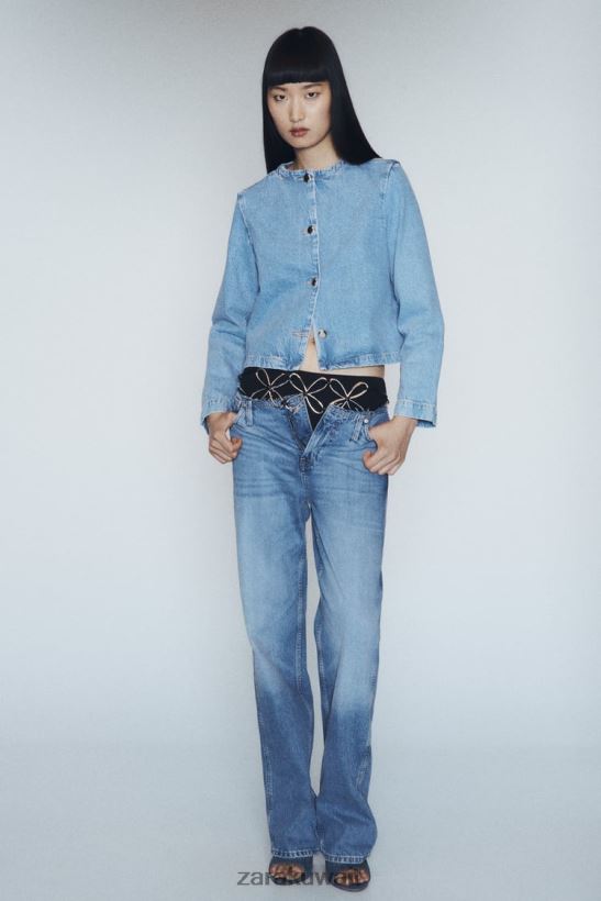 Zara سترة جينز بأزرار z1975 نحيف منتصف الأزرق ملابس 6L6LL893